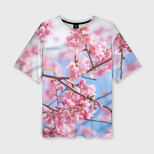 Женская футболка оверсайз Ветки Сакуры / 3D-принт – фото 1