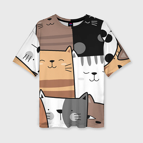 Женская футболка оверсайз Котейки / 3D-принт – фото 1