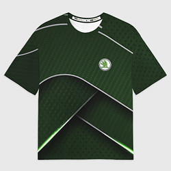 Женская футболка оверсайз Шкода мини логотип