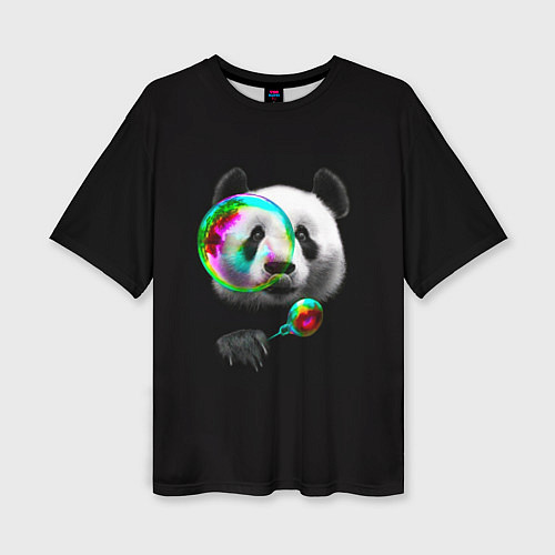 Женская футболка оверсайз Панда и мыльный пузырь / 3D-принт – фото 1