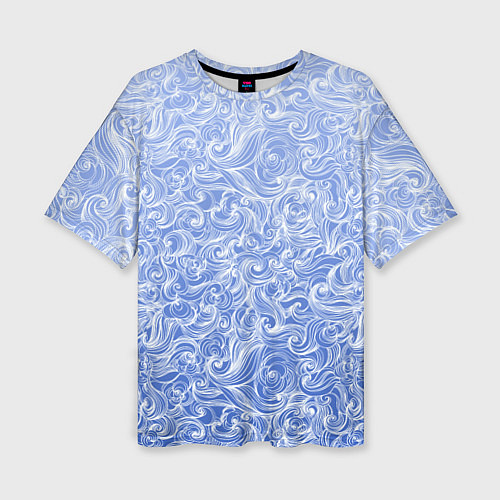 Женская футболка оверсайз Волны на голубом фоне / 3D-принт – фото 1