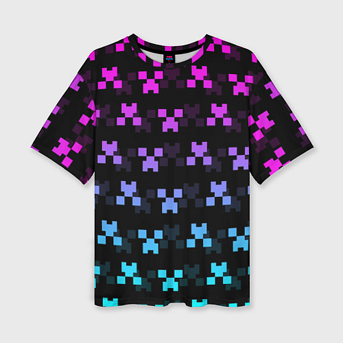 Женская футболка оверсайз MINECRAFT CREEPER NEON / 3D-принт – фото 1