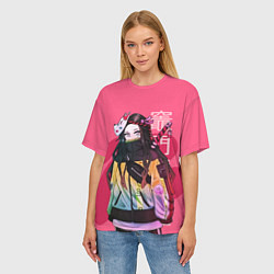 Футболка оверсайз женская Нэдзуко Камадо, цвет: 3D-принт — фото 2