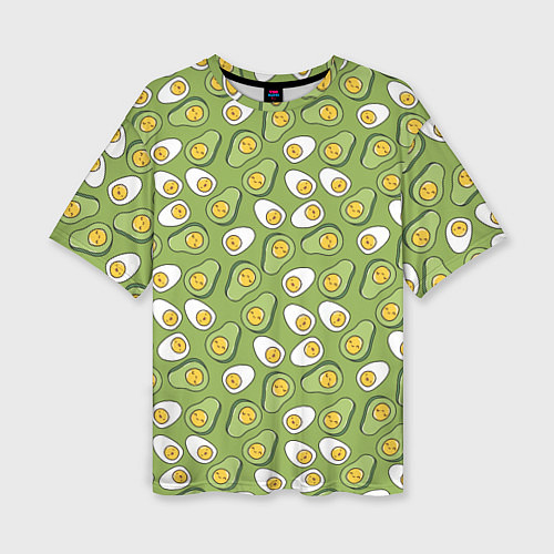 Женская футболка оверсайз Avocado and Eggs / 3D-принт – фото 1