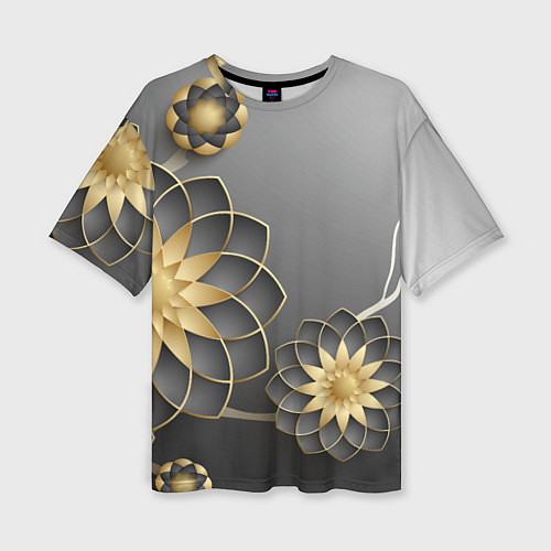 Женская футболка оверсайз 3D цветы / 3D-принт – фото 1