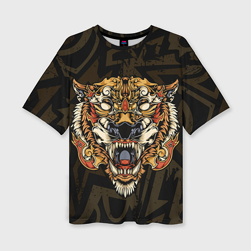 Женская футболка оверсайз Тигровый стимпанк Tiger / 3D-принт – фото 1