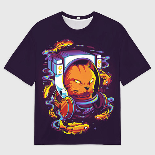 Женская футболка оверсайз Техно Кот / 3D-принт – фото 1
