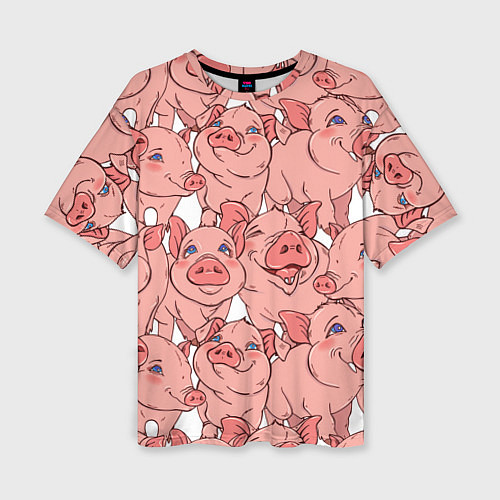 Женская футболка оверсайз Свиньи / 3D-принт – фото 1