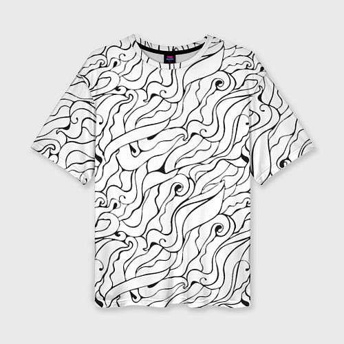 Женская футболка оверсайз Черно-белые узоры / 3D-принт – фото 1