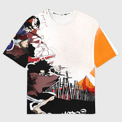 Женская футболка оверсайз Афросамурай аниме