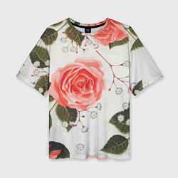 Женская футболка оверсайз Нежные розы
