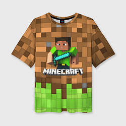 Женская футболка оверсайз Minecraft logo heroes