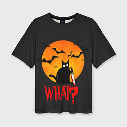 Футболка оверсайз женская What Cat Halloween, цвет: 3D-принт