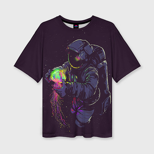Женская футболка оверсайз Медуза и космонавт / 3D-принт – фото 1