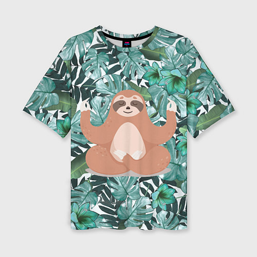 Женская футболка оверсайз Ленивец Йог / 3D-принт – фото 1
