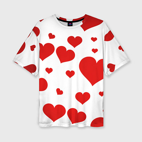 Женская футболка оверсайз Сердечки / 3D-принт – фото 1