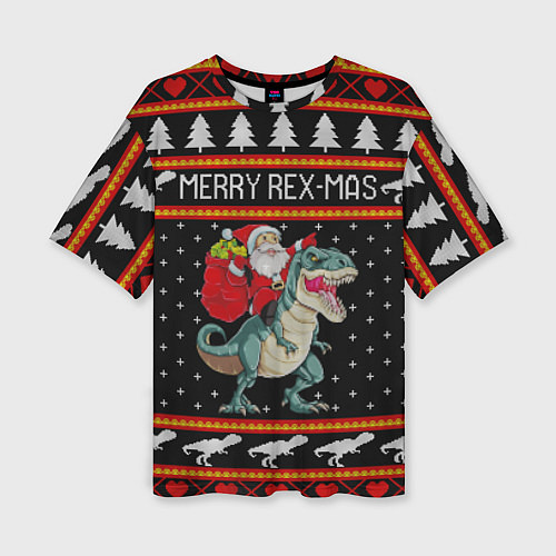 Женская футболка оверсайз Merry Rex-mas / 3D-принт – фото 1