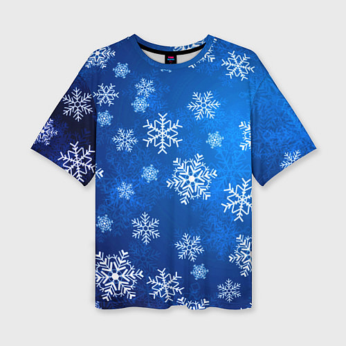 Женская футболка оверсайз Новый Год Снежинки / 3D-принт – фото 1