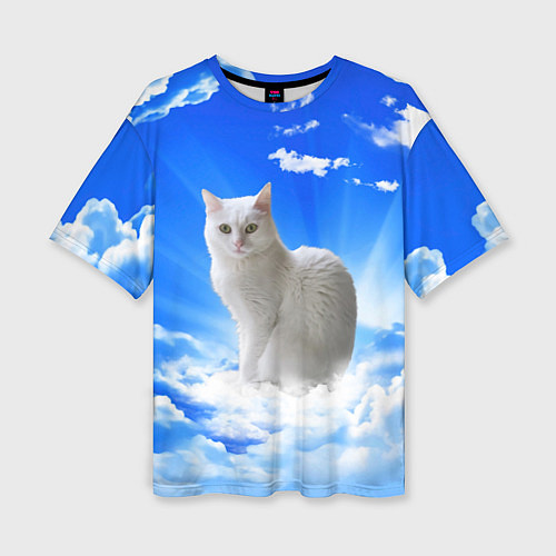 Женская футболка оверсайз Кот в облаках / 3D-принт – фото 1