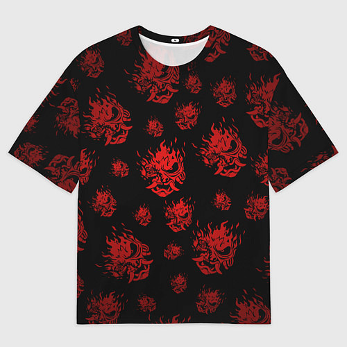 Женская футболка оверсайз Samurai pattern - красный / 3D-принт – фото 1