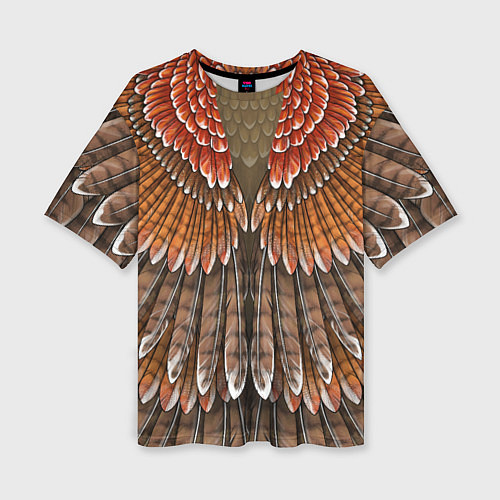 Женская футболка оверсайз Оперение: орел / 3D-принт – фото 1
