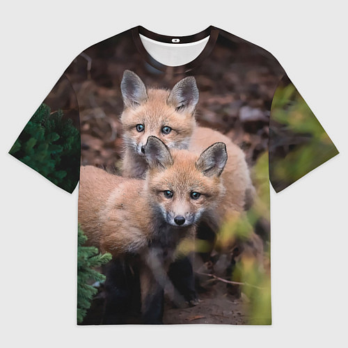 Женская футболка оверсайз Лисички фото / 3D-принт – фото 1