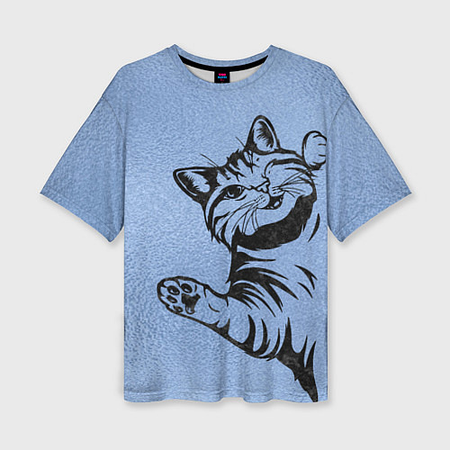 Женская футболка оверсайз Улыбающийся кот / 3D-принт – фото 1