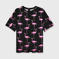 Женская футболка оверсайз Фламинго Чёрная
