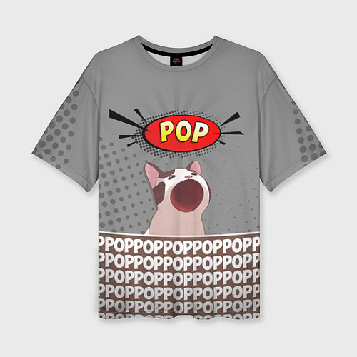 Женская футболка оверсайз Wide-Mouthed Popping Cat / 3D-принт – фото 1