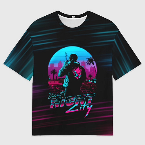 Женская футболка оверсайз Cyberpunk 2077 NIGHT CITY / 3D-принт – фото 1