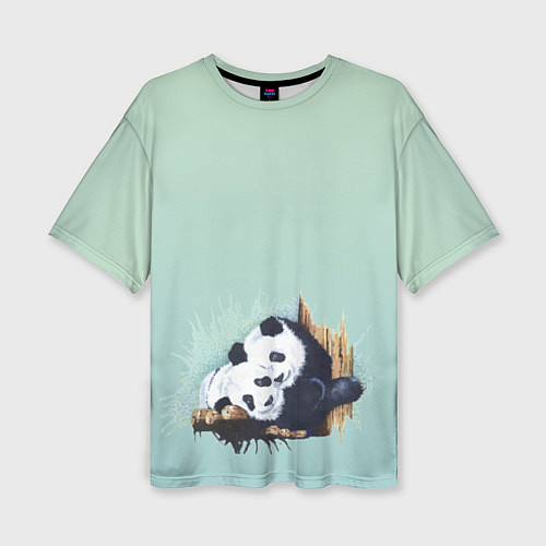 Женская футболка оверсайз Акварельные панды / 3D-принт – фото 1