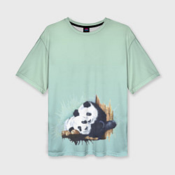 Женская футболка оверсайз Акварельные панды