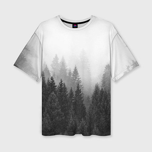 Женская футболка оверсайз Туманный лес / 3D-принт – фото 1