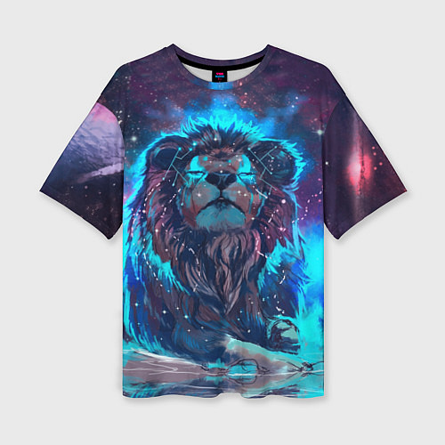 Женская футболка оверсайз Galaxy Lion / 3D-принт – фото 1