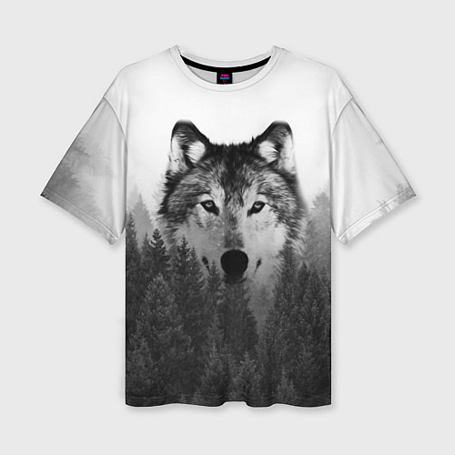 Женская футболка оверсайз Волк / 3D-принт – фото 1