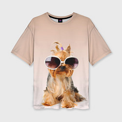 Женская футболка оверсайз Собака в очках