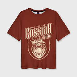 Женская футболка оверсайз Русский медведь в короне