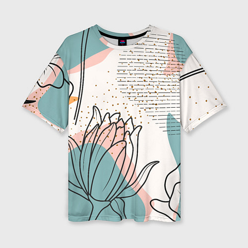 Женская футболка оверсайз Цветы / 3D-принт – фото 1