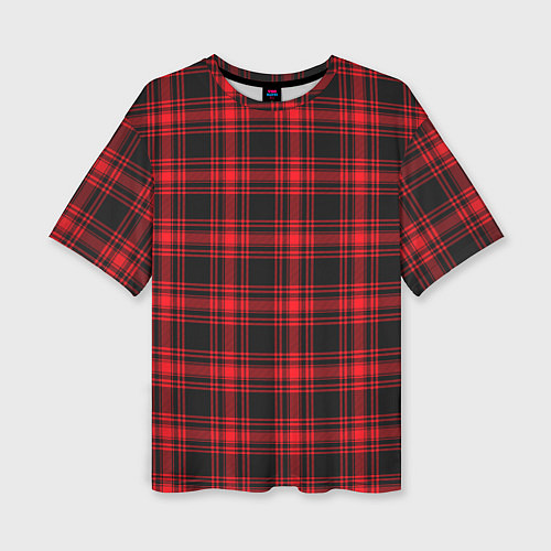 Женская футболка оверсайз Красная клетка / 3D-принт – фото 1