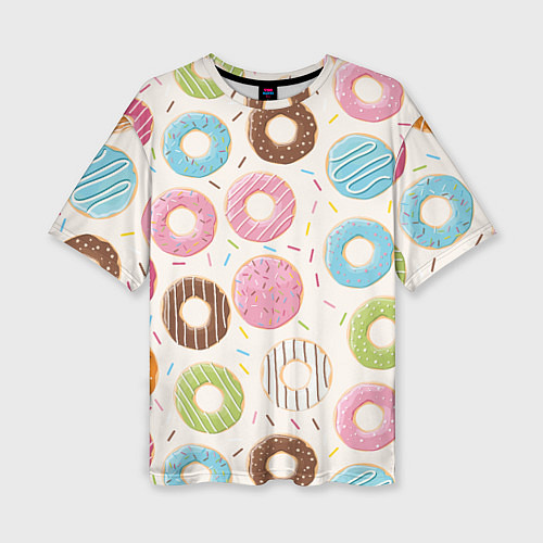 Женская футболка оверсайз Пончики Donuts / 3D-принт – фото 1
