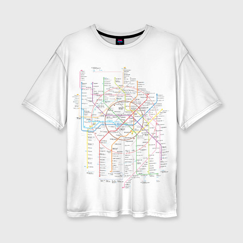 Женская футболка оверсайз Схема метро, МЦК, МЦД 2021 / 3D-принт – фото 1