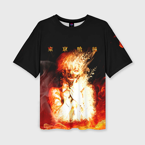 Женская футболка оверсайз Огненый Канеки Кен / 3D-принт – фото 1