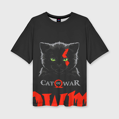 Женская футболка оверсайз Cat of war / 3D-принт – фото 1