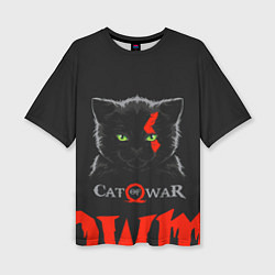 Женская футболка оверсайз Cat of war