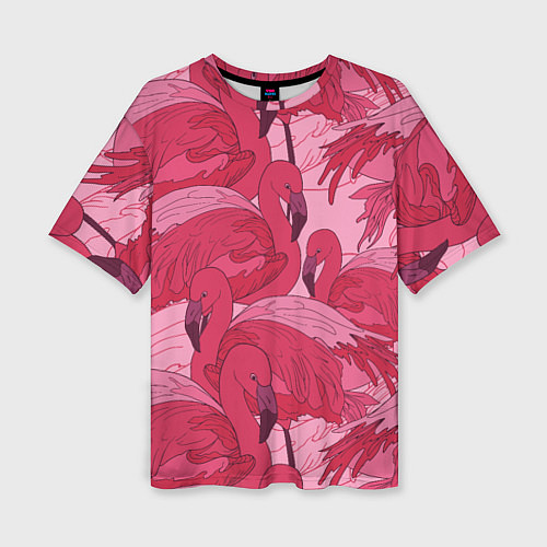 Женская футболка оверсайз Розовые фламинго / 3D-принт – фото 1