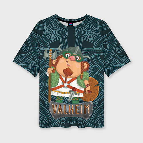 Женская футболка оверсайз Valheim веселый викинг / 3D-принт – фото 1