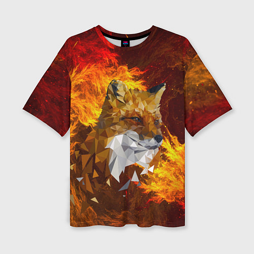 Женская футболка оверсайз Огненный Лис / 3D-принт – фото 1
