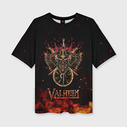 Женская футболка оверсайз Valheim символ черепа