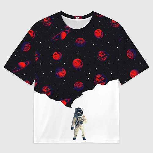Женская футболка оверсайз Мысли космонавта про космос / 3D-принт – фото 1