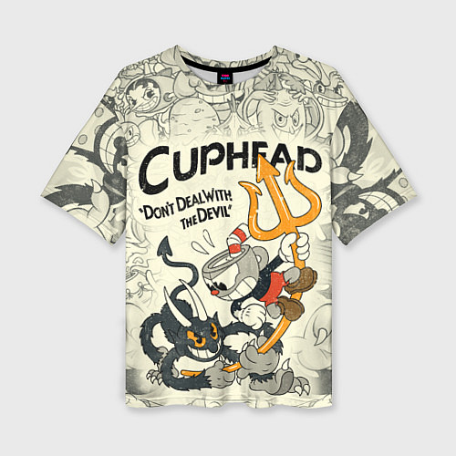 Женская футболка оверсайз Cuphead and Devil / 3D-принт – фото 1